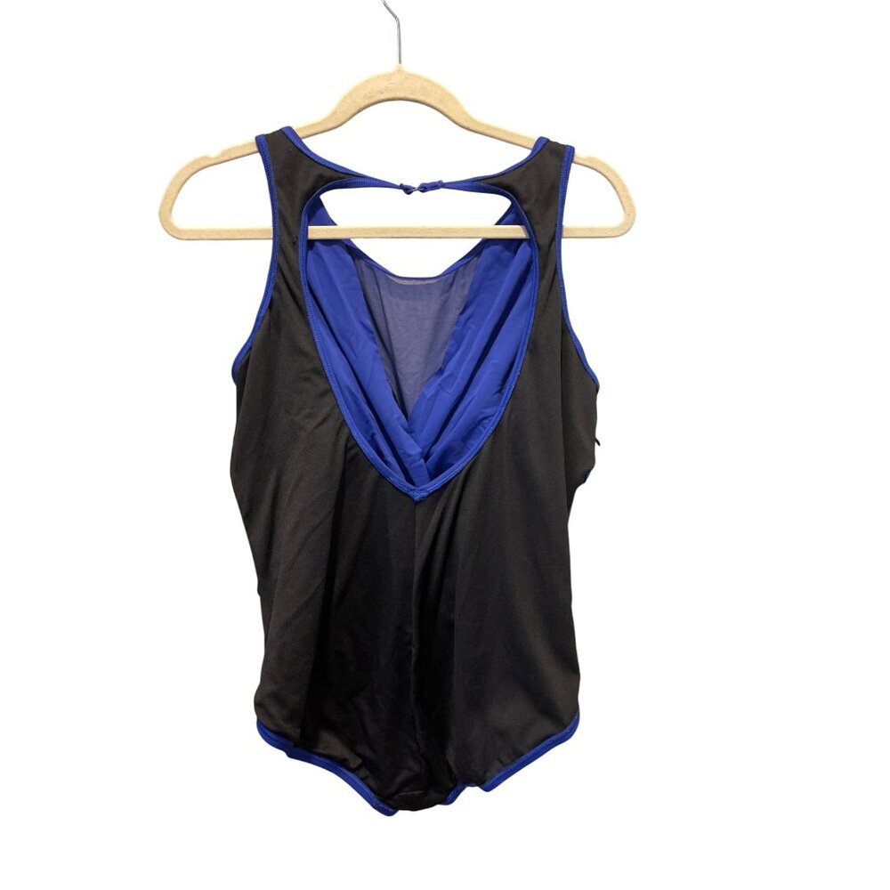 Mesh Panel Crossover One-Piece Swimsuit By Aqua Green Size XL Blue - Picture 7 of 7